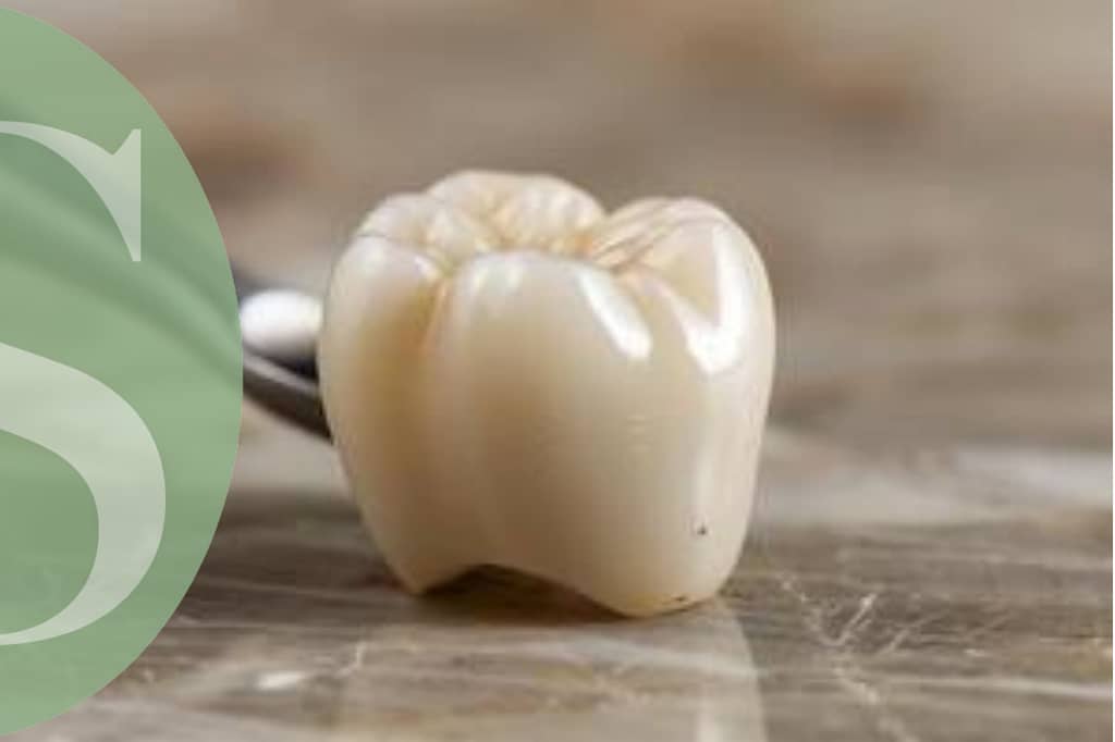 Decay under dental crown, dental crown in this image