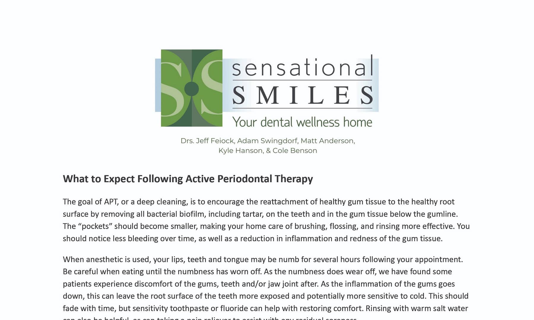 active periodontal therapy after care