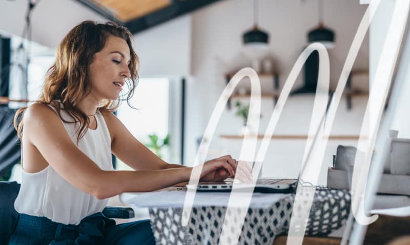 woman working from home on her computer