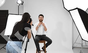 Preparing for a photo shoot.