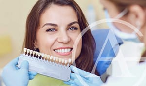 Porcelain dental bridges for missing teeth.