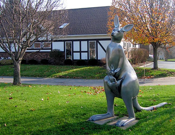 kangaroo statue outside office
