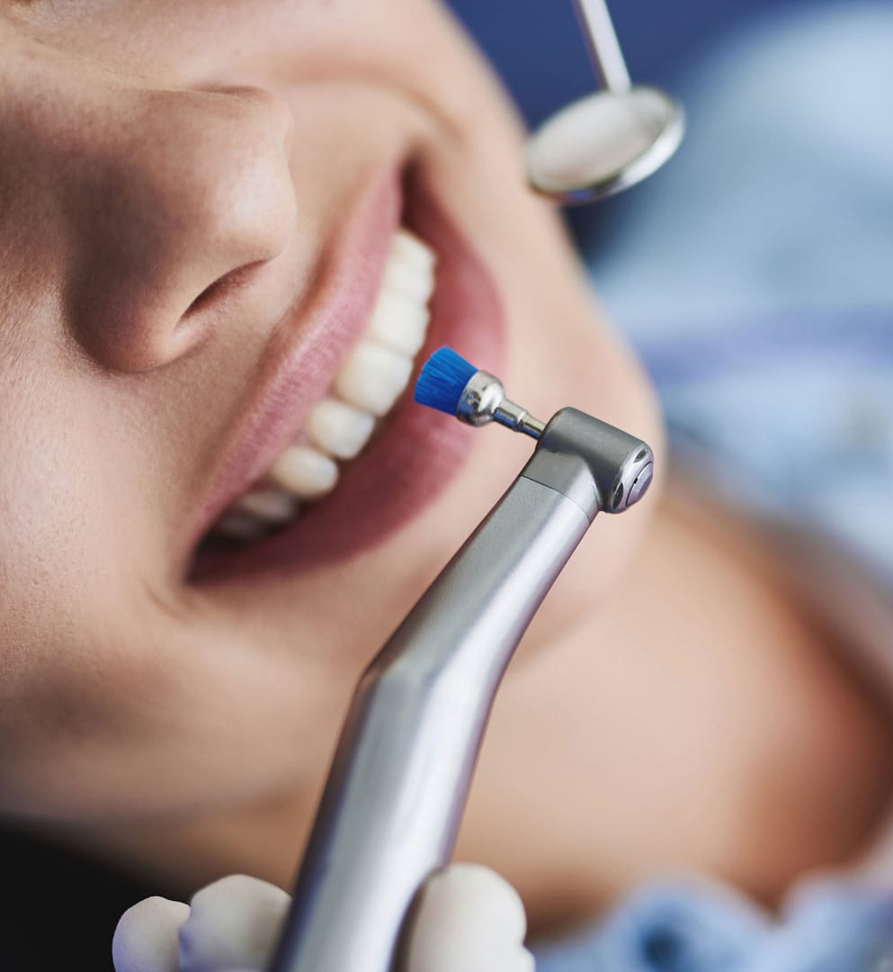 patient having teeth cleaned