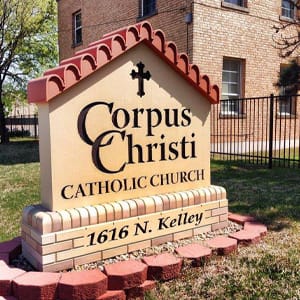 Corpus Christi Catholic Church sign