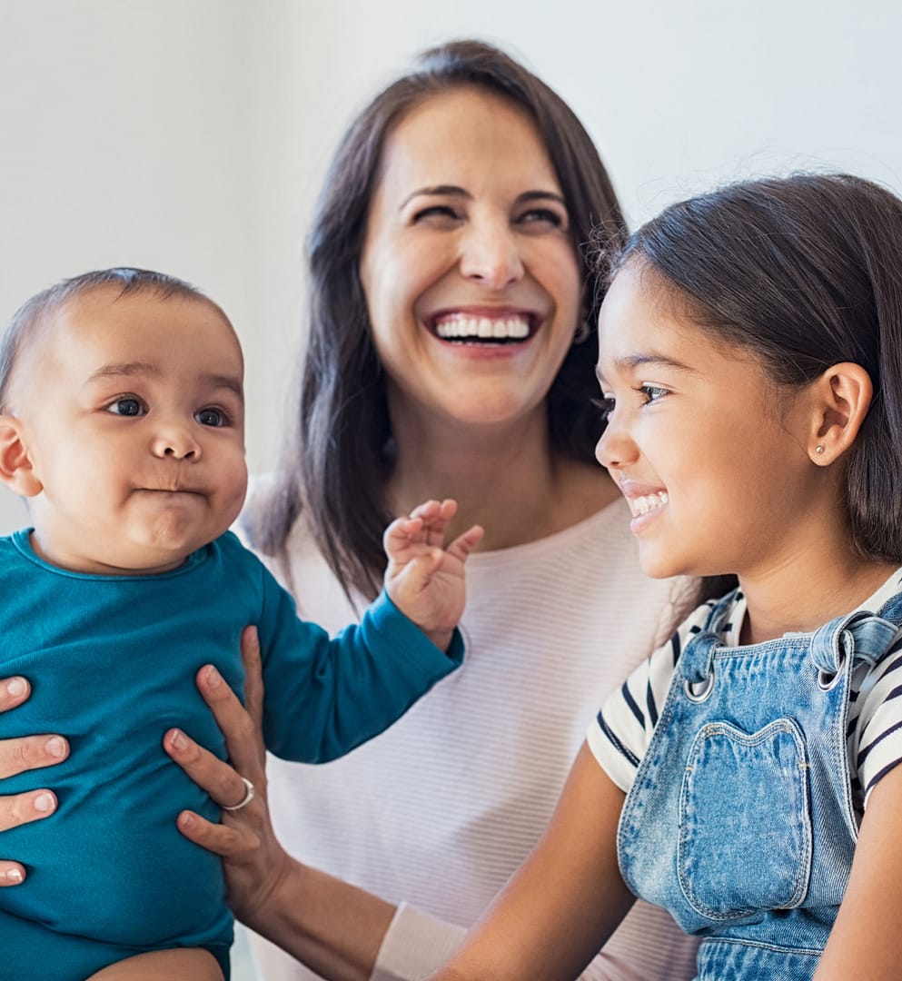 mother with daughter and infant son