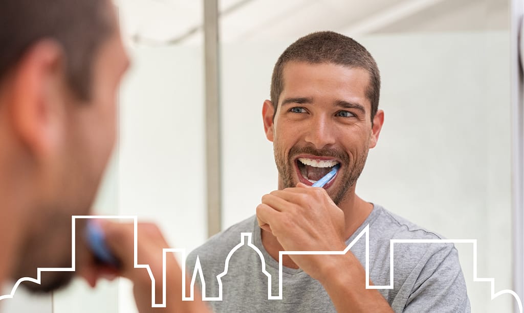 Oral hygiene is important in implant care.