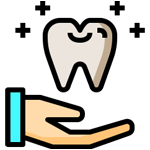 care hand holding tooth illustration