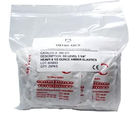Level 1 amber intra oral elastics 1/4" 6 ½ ounce